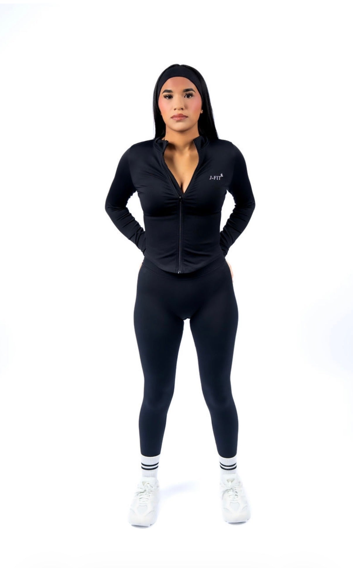 Black cropped zip up